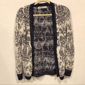 Cotton Emporium Navy & Cream Cardigan Sz S